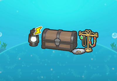 Treasure chest and sparkling jewels